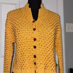 VTG Dana Buchman Beaded Crop Sweater 100% Mercantile Cotton SZ MED/LG Bohemian